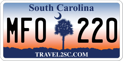 SC license plate MFO220