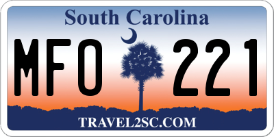 SC license plate MFO221