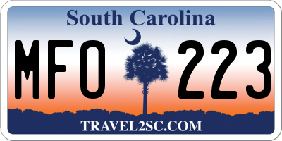 SC license plate MFO223