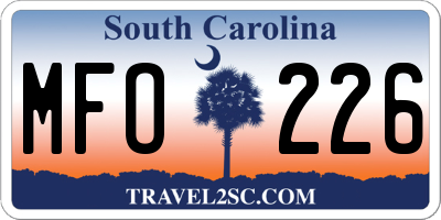 SC license plate MFO226