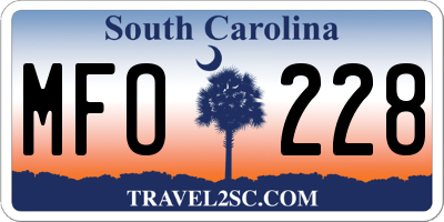 SC license plate MFO228