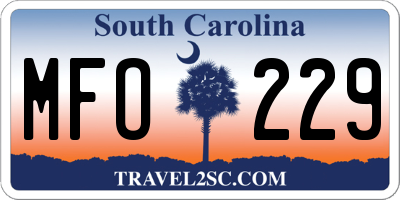 SC license plate MFO229