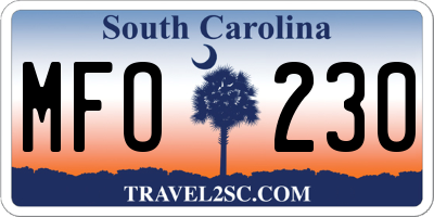 SC license plate MFO230