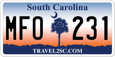 SC license plate MFO231