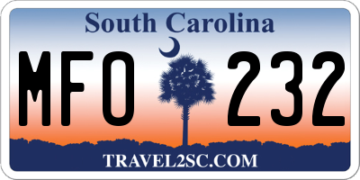 SC license plate MFO232