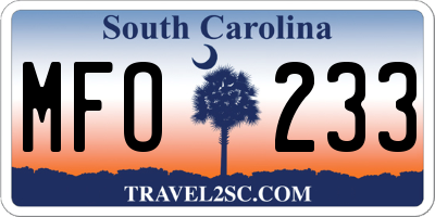 SC license plate MFO233