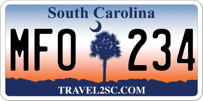 SC license plate MFO234