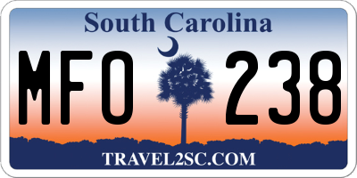 SC license plate MFO238