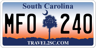 SC license plate MFO240