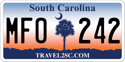 SC license plate MFO242