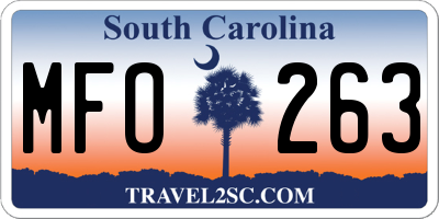 SC license plate MFO263