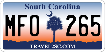 SC license plate MFO265