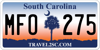 SC license plate MFO275