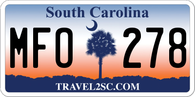 SC license plate MFO278
