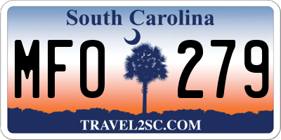 SC license plate MFO279