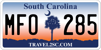 SC license plate MFO285