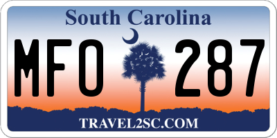 SC license plate MFO287
