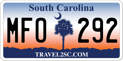 SC license plate MFO292