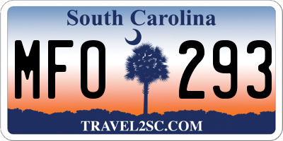 SC license plate MFO293