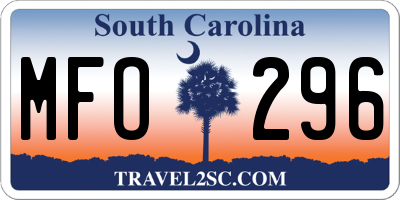 SC license plate MFO296