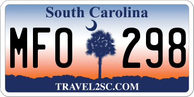 SC license plate MFO298