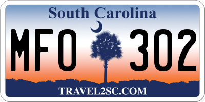 SC license plate MFO302