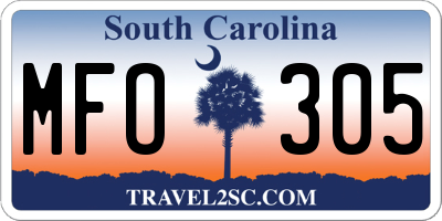 SC license plate MFO305