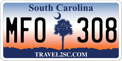 SC license plate MFO308