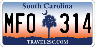 SC license plate MFO314