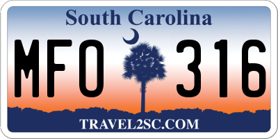 SC license plate MFO316