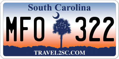 SC license plate MFO322