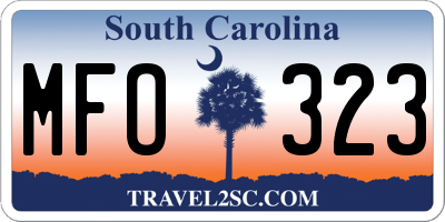 SC license plate MFO323
