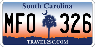SC license plate MFO326
