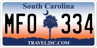 SC license plate MFO334