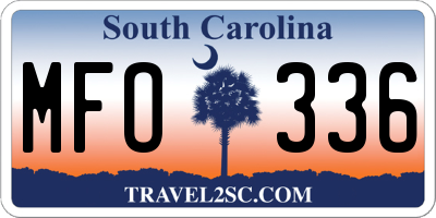 SC license plate MFO336