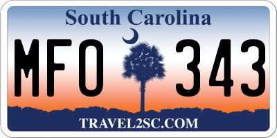SC license plate MFO343