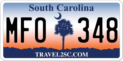 SC license plate MFO348