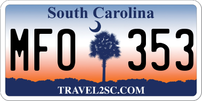 SC license plate MFO353