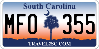 SC license plate MFO355