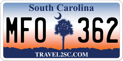SC license plate MFO362