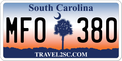 SC license plate MFO380