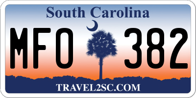 SC license plate MFO382