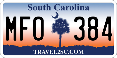 SC license plate MFO384
