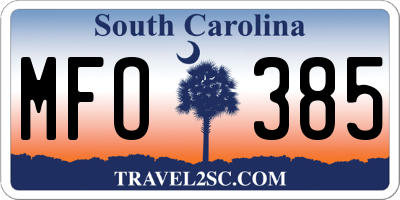 SC license plate MFO385