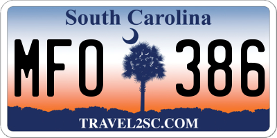 SC license plate MFO386