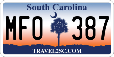 SC license plate MFO387