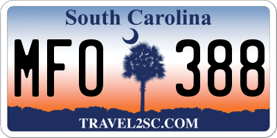 SC license plate MFO388