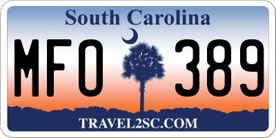 SC license plate MFO389