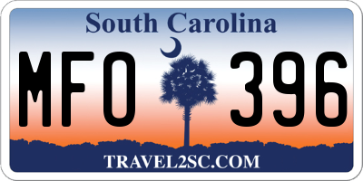 SC license plate MFO396