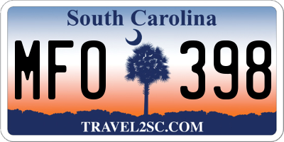 SC license plate MFO398